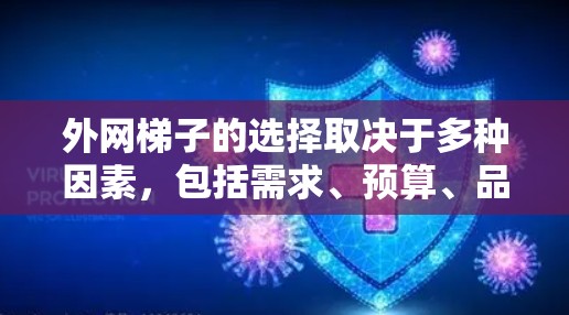 外网梯子的选择取决于多种因素，包括需求、预算、品牌和质量。以下是一些在户外使用时可能受欢迎的梯子品牌和型号，供你参考