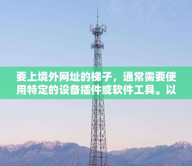 要上境外网址的梯子，通常需要使用特定的设备插件或软件工具。以下是一些常见的步骤和方法，帮助您上境外网址