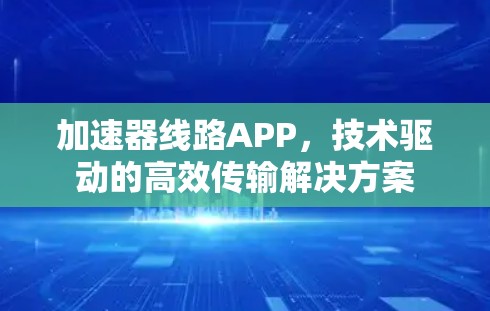 加速器线路APP，技术驱动的高效传输解决方案