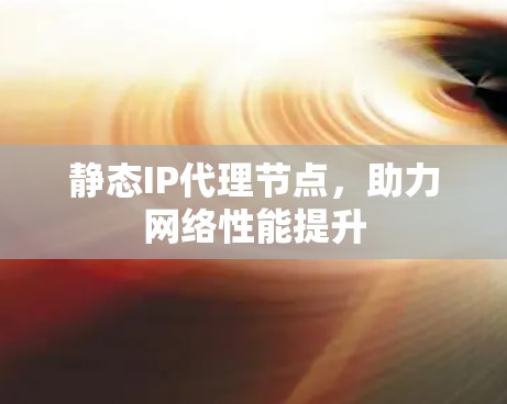 静态IP代理节点，助力网络性能提升